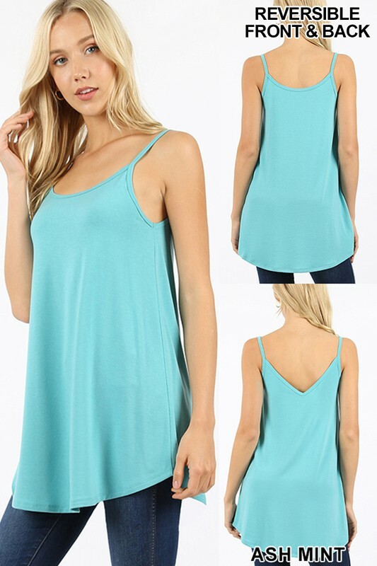 ZENANA Reversible Scoop n V neck Tunic Tank Top Cami Flowy Rayon REG N PLUS S-3X