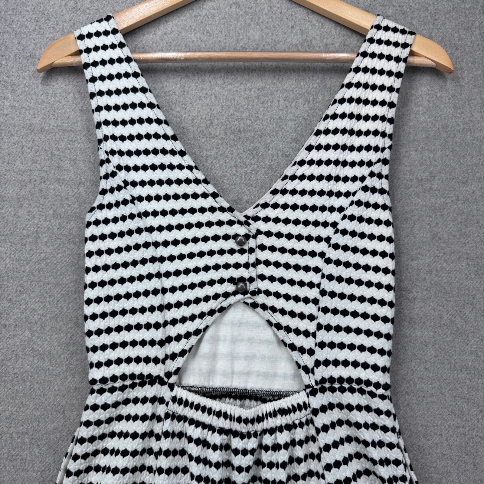Maeve Anthropologie Fit and Flare Dress Womens 2 Black White Textured Cutout