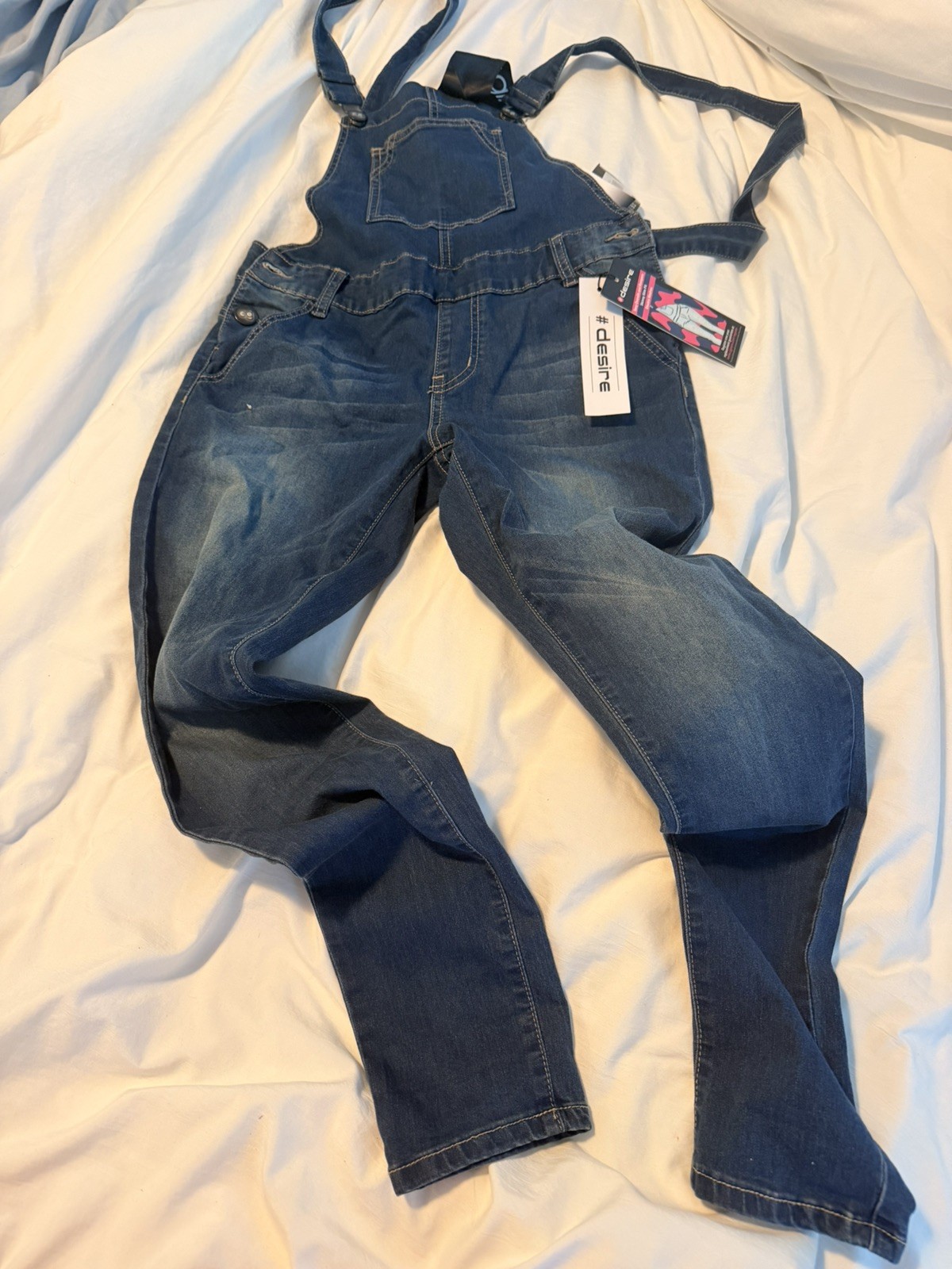 Covergirl Juniors 9/10 Denim Overalls Distressed Slim Fit VIP NEW Dark Wash