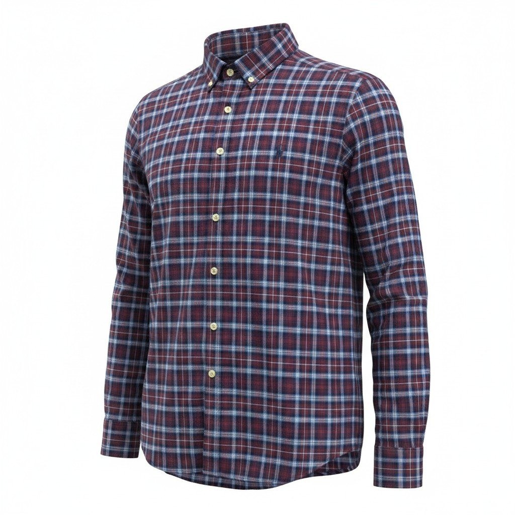 Button Down Shirt Ralph Lauren XL Mens Burgundy Excellent Plaid Long Sleeve