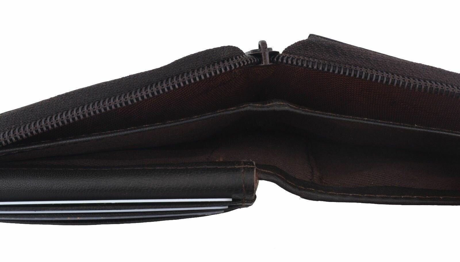 Genuine Leather Men’s Zipper Zip-Around Organizer Bifold Wallet Black Brown Tan!