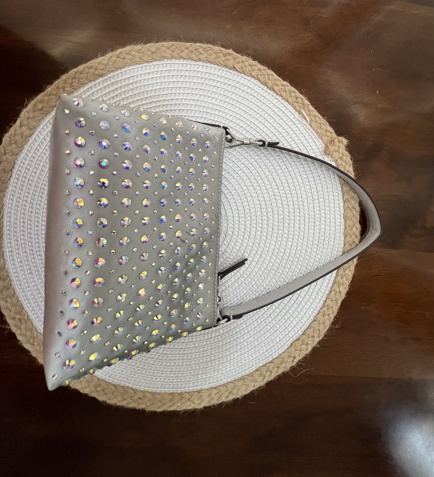 KATE SPADE small silver bag with diamonds