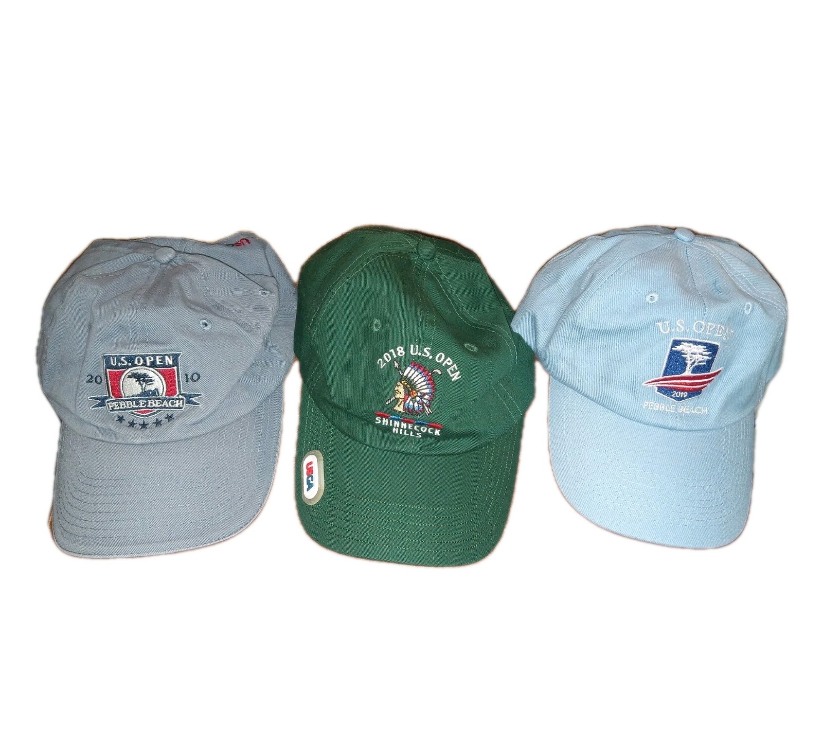 US Open USGA Golf Asso Hat Cap Lot Pebble Beach 2010 2019 & Shinnecock Hill 2018