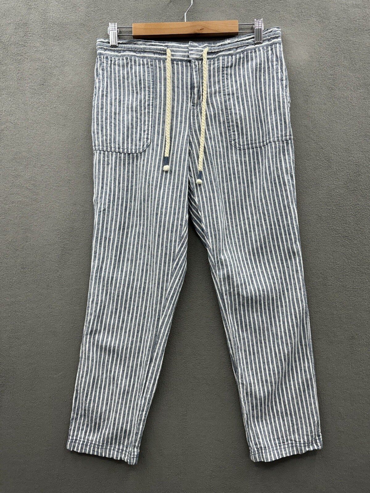 Natural Reflections Women’s Medium Cropped Pants Linen Cotton Blend Striped