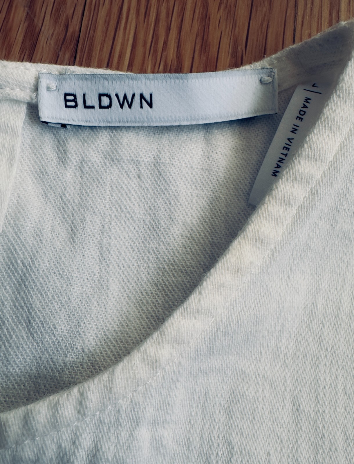 BLDWN Winters Cotton Linen Blend Top Blouse Pullover Long Sleeve Cream Sz. Large