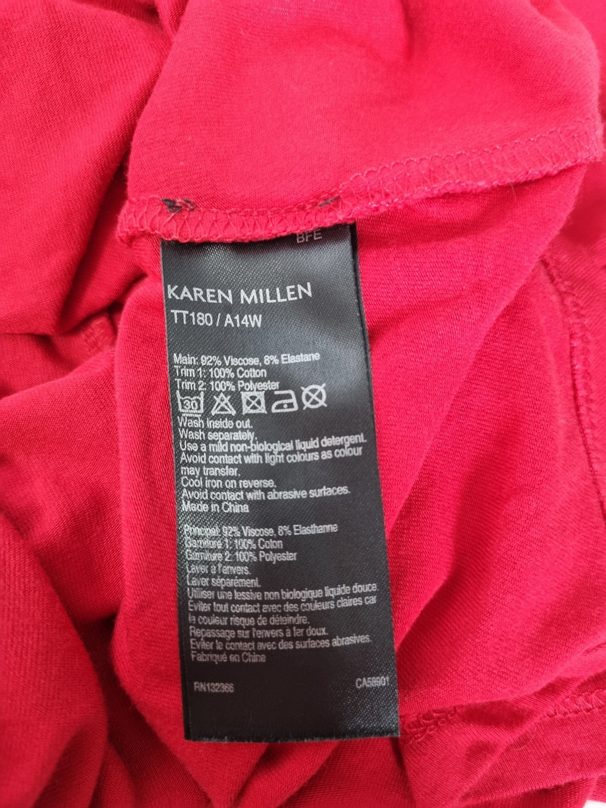 Karen Millen Red Ruffle Sleeveless Blouse Top Size 12 Jersey Summer Statement
