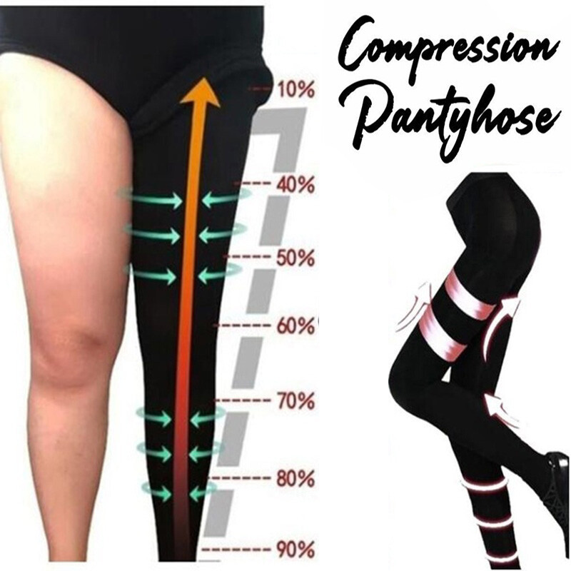 Lady High Waist Sculpting Compression Pantyhose Tights Full Length Body Shaper
