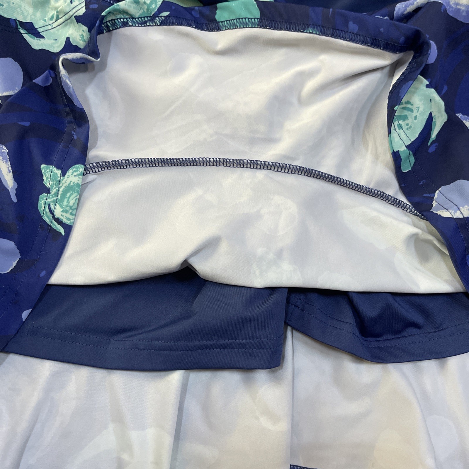 Ana Clare Active Turtle Blue Green Ruffle Skort Golf Tennis Size L EUC💚