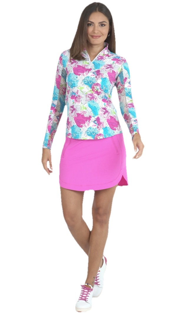 NWT IBKUL Golf Tennis 1/4 Zip Top XS S M L XL Activewear Longsleeve Floral T6