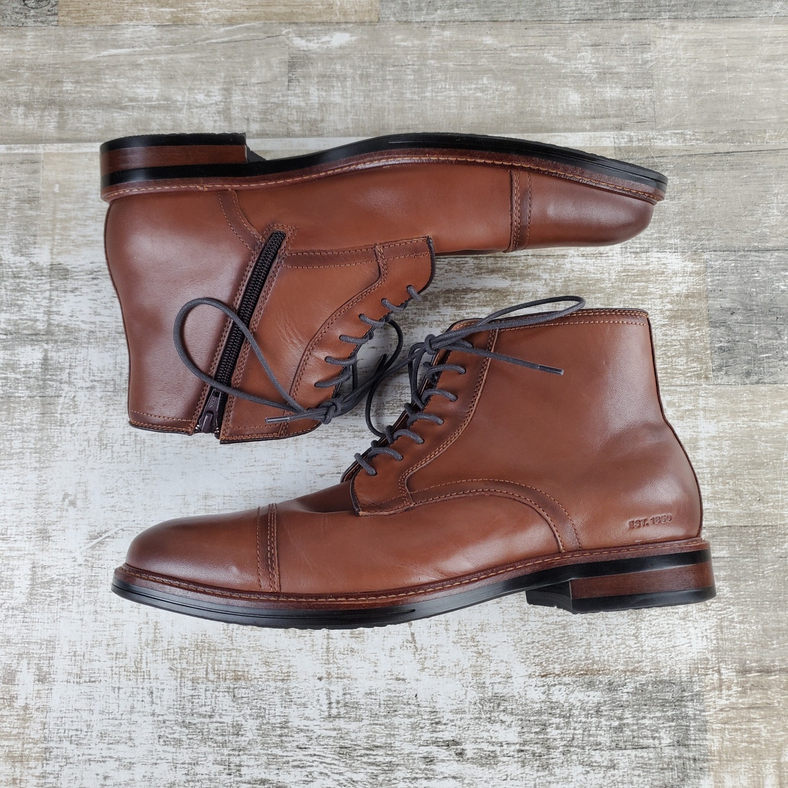 Johnston & Murphy XC+ Durham Mens Boot Sz 11.5 M Cognac Grain Leather *read*