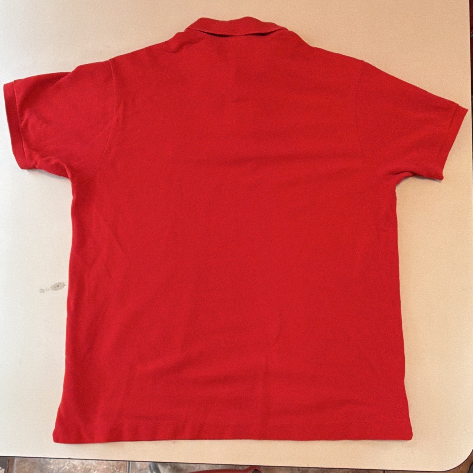 Lacoste Men’s Polo Shirt Red Solid Embroidered Logo Short Sleeve Size 7