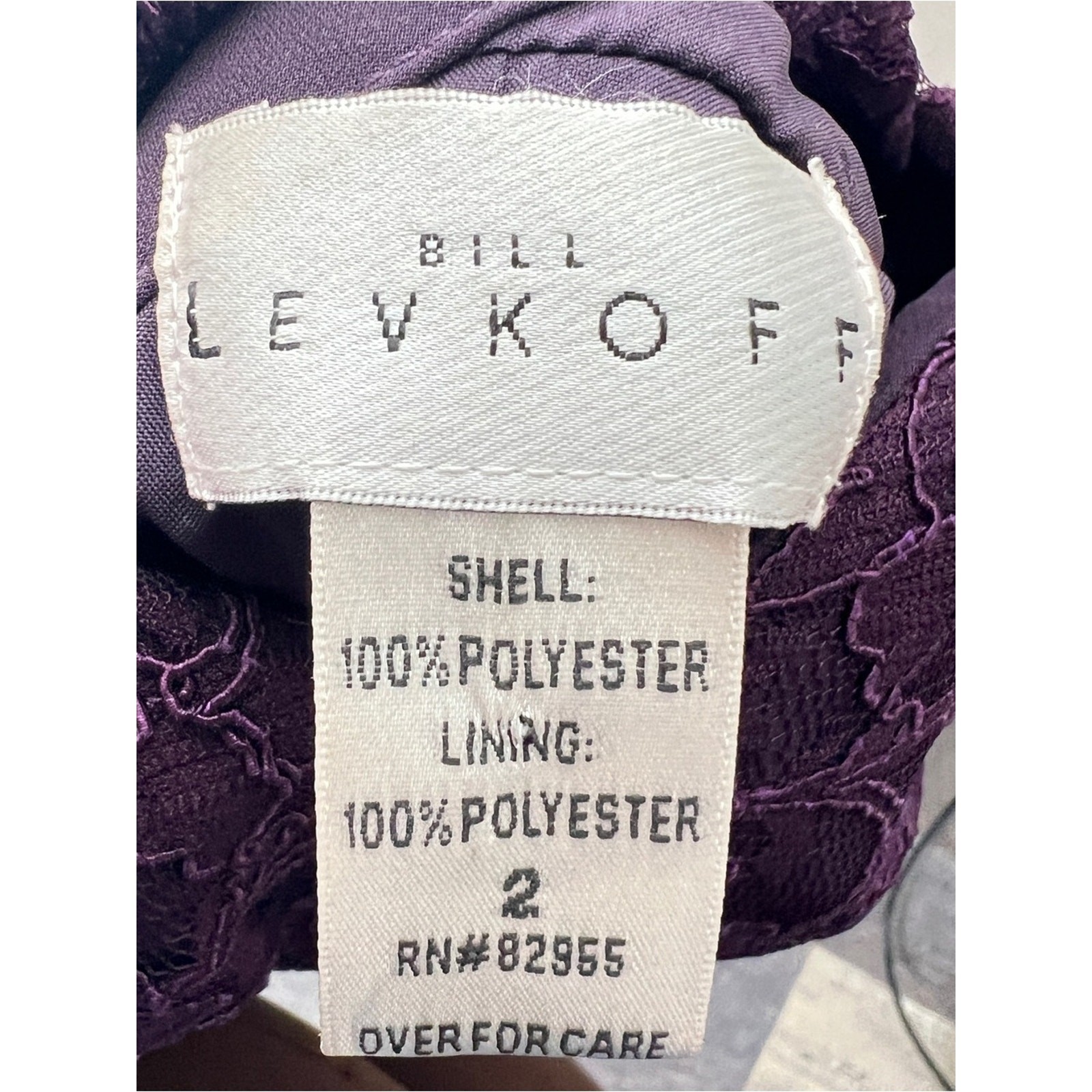 Bill Levkoff Deep Purple Lace Bodice Maxi Formal Gown size 2 B110