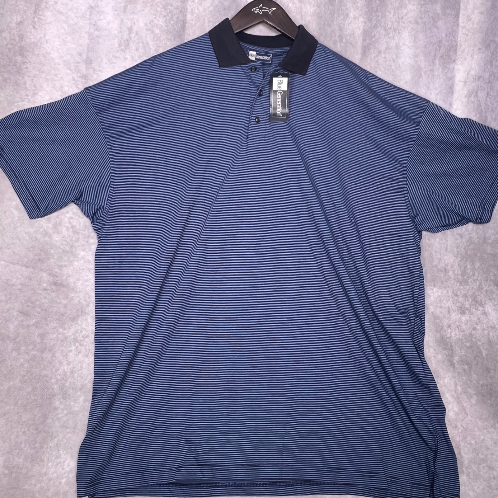 Blue Generation Polo Shirt Mens 4XL Blue Striped NWT Short Sleeve Casual