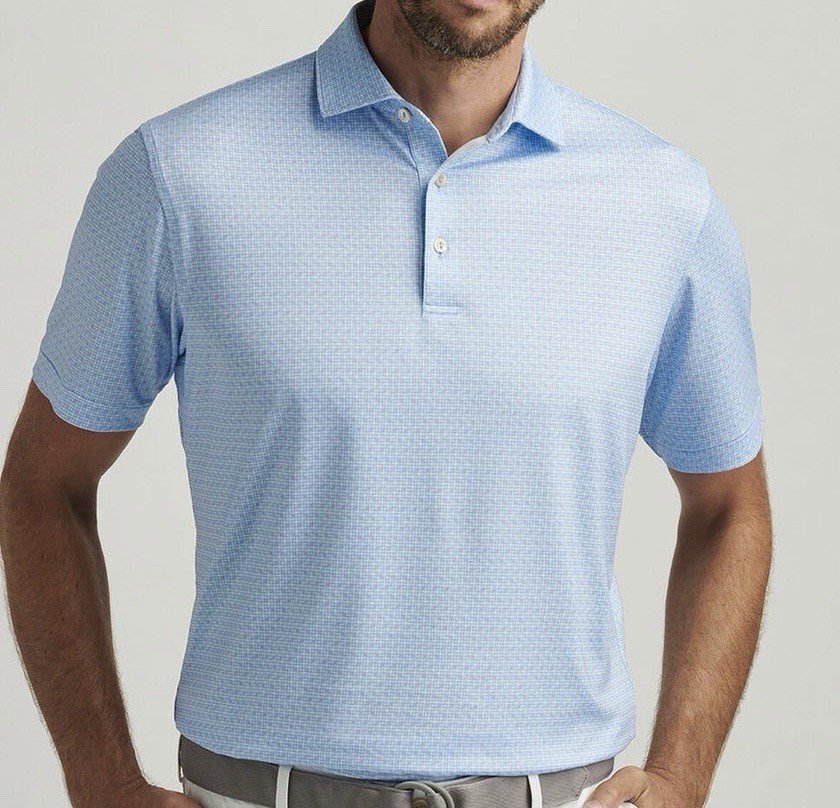 Peter Millar Cottage Blue Vega Performance Jersey Polo Summer Comfort Print XL