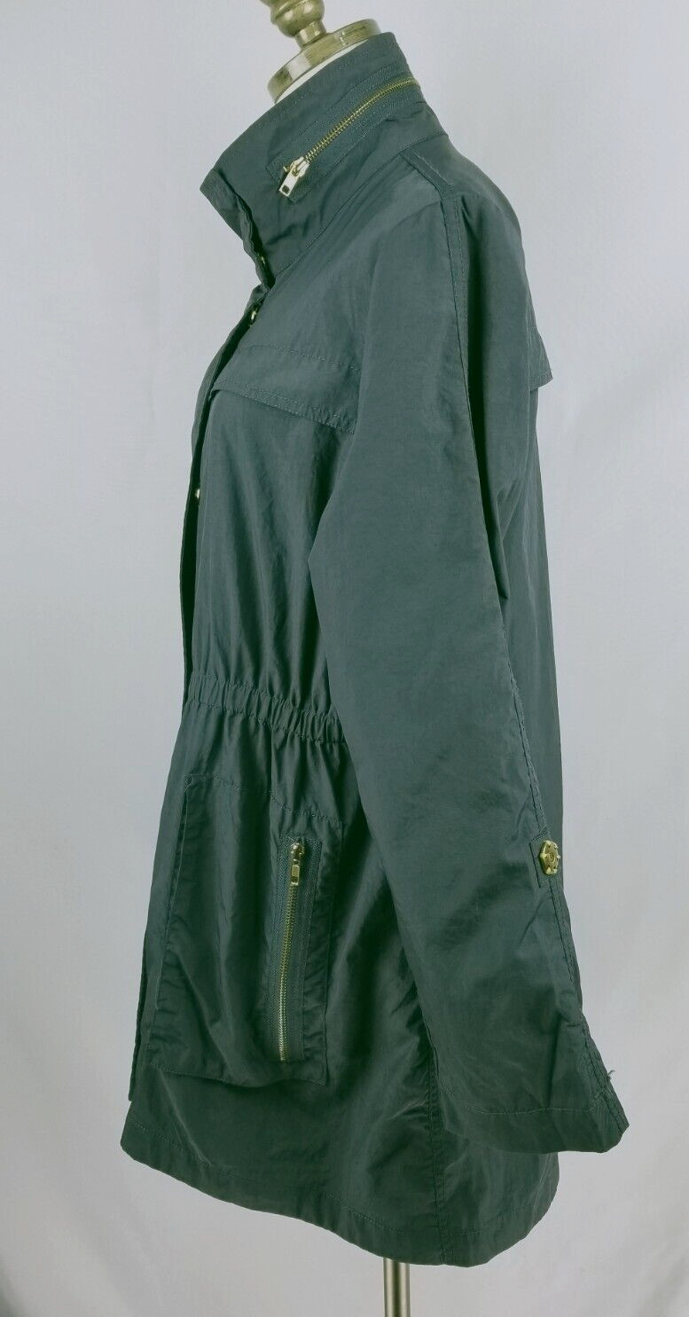 For Cynthia Women Size L Full Zip Snap Buttons Charcoal Gray Jacket Pockets # 99