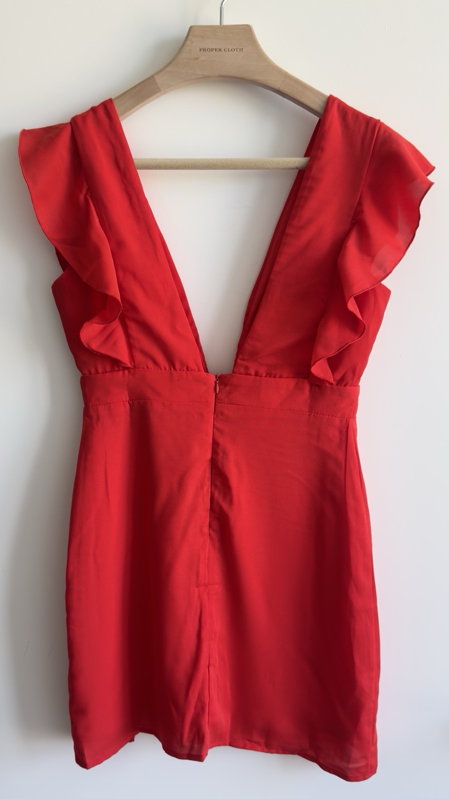 Superdown Harlow Mini Dress Red Ruffle Plunge V Neck Lined Size M NWT