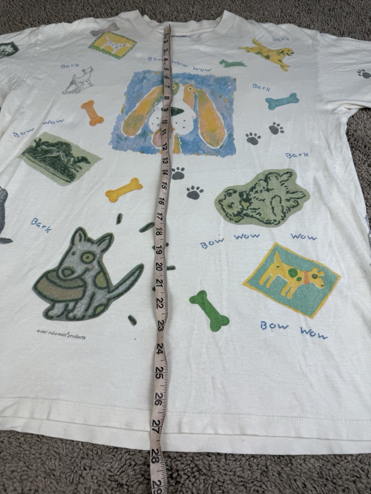 Dog T Shirt Vintage 90s Novelty All Over Print