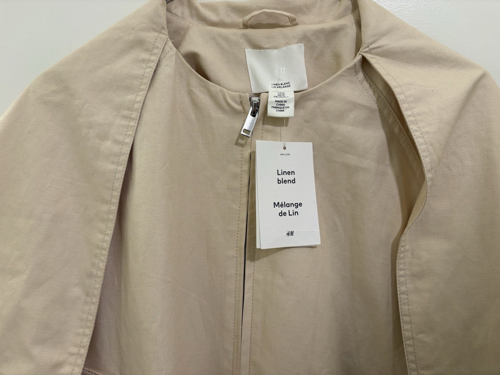 🤍 H&M Linen Blend Cropped Jacket – Size Medium – NWT