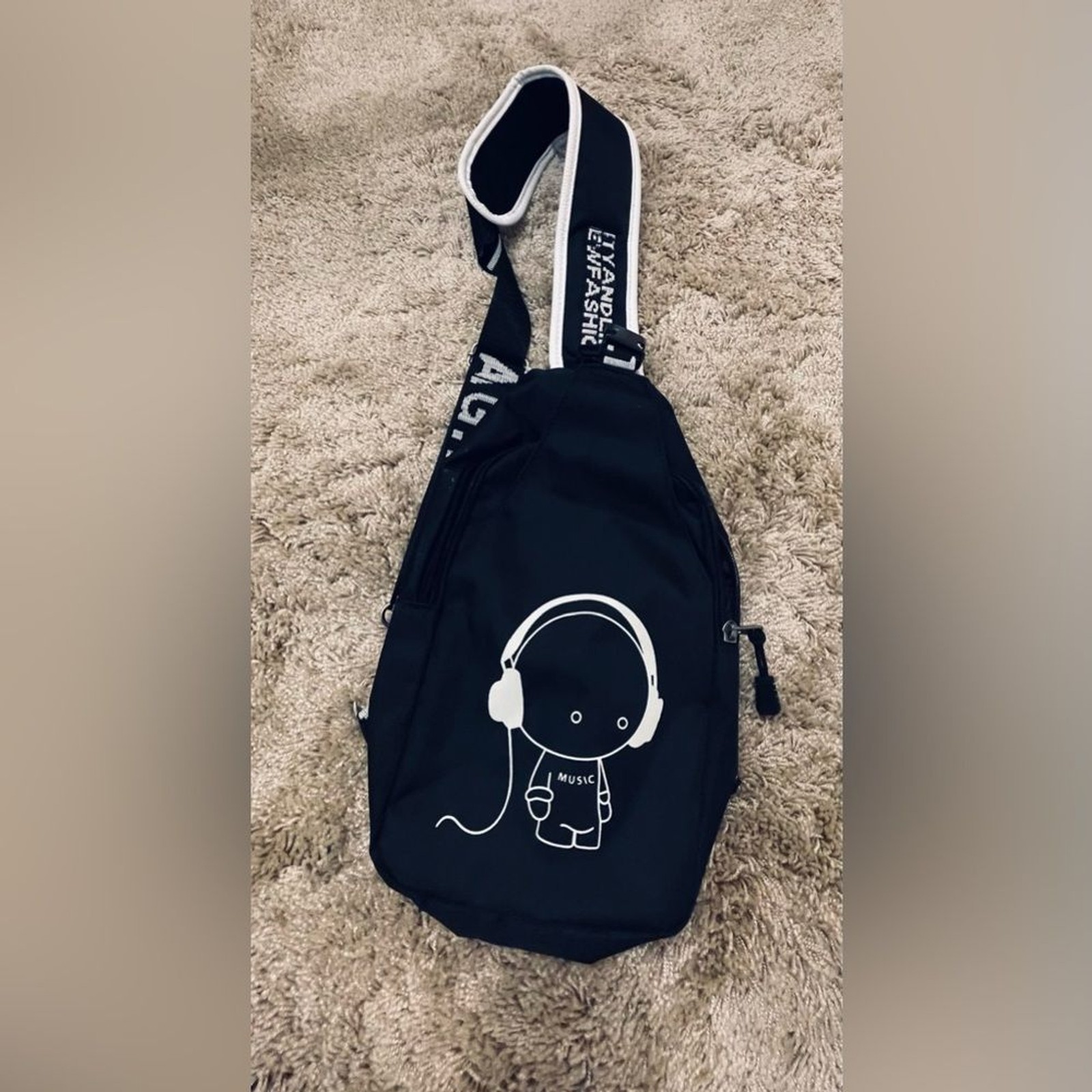 Kids Teens – Cross-Body Bag – Black White Shoulder Bag Y2K Waist Pouch Backpack