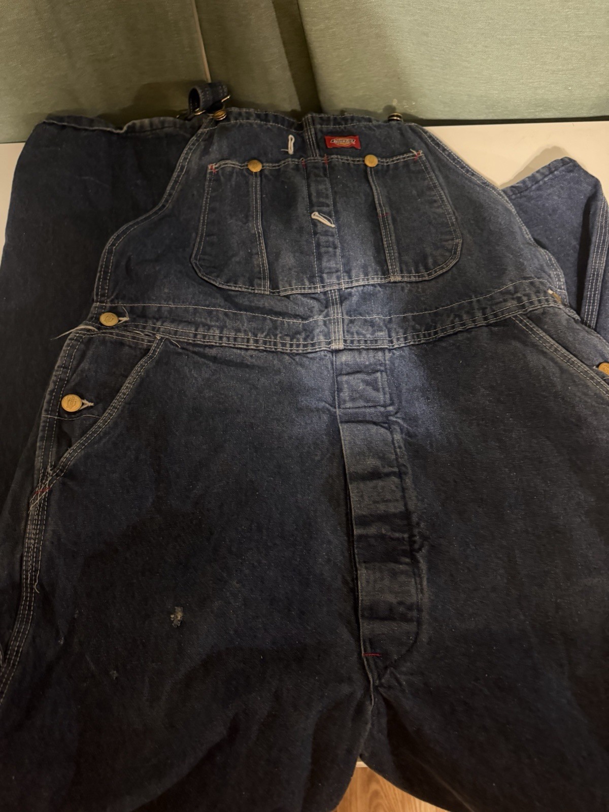 Lot of 2 Dickies Blue Denim Bib Overalls Men’s 36×34