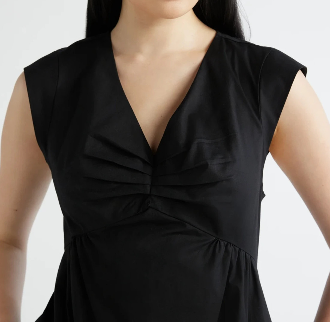 Scoop Womens Dress Size XS Black V-Neck Poplin Mini Casual Lightweight Pullover