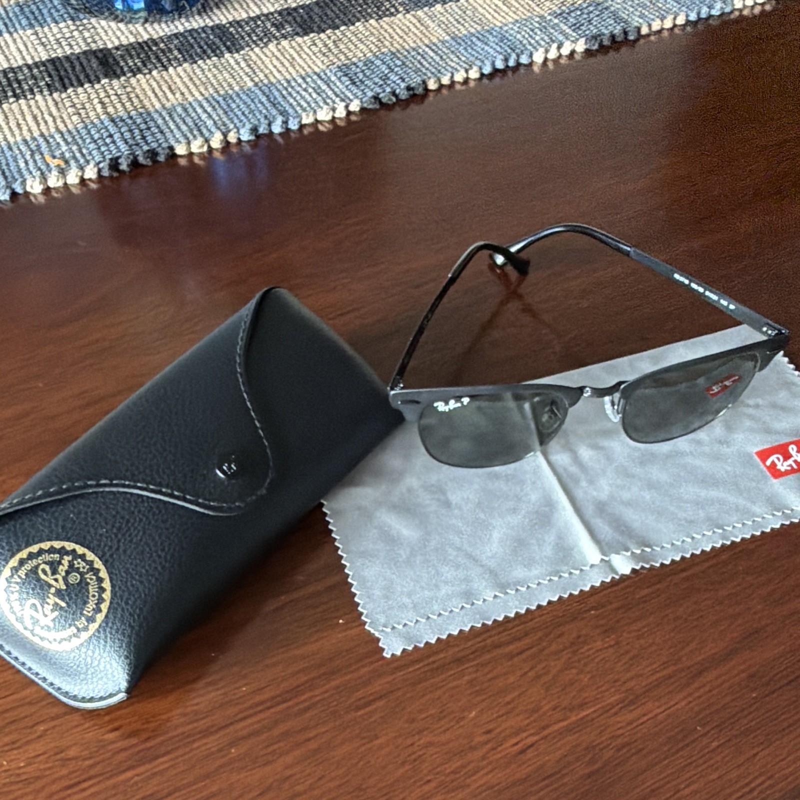 Ray-Ban RB3716 186/58 Polarized Gray Glass Lenses Black Metal Square 51-21