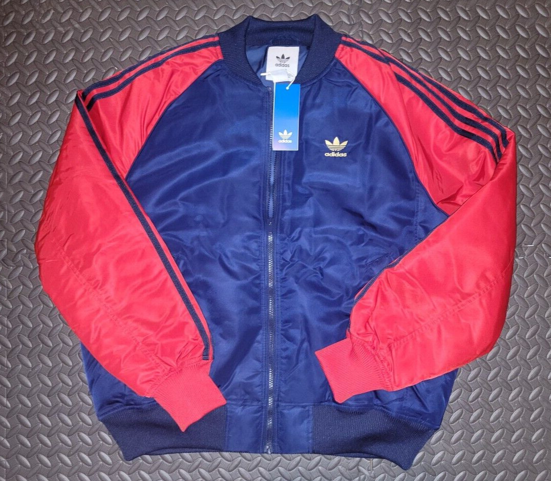 NEW MENS ADIDAS ORIGINALS VARSITY TREFOIL BOMBER JACKET ~SIZE MEDIUM #IZ0410