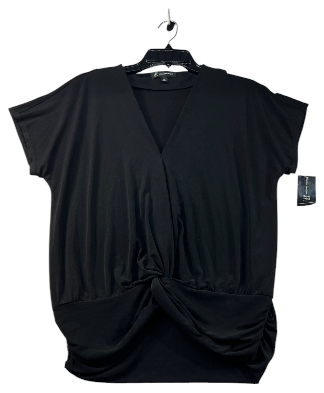 International Concepts Blouse Womens Size Medium Black Short Sleeve Career New