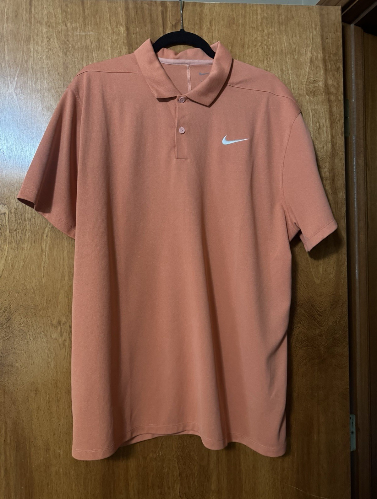 Nike Dri-FIT Men’s XL Pink Solid Short Sleeve Collared Polo Button Logo