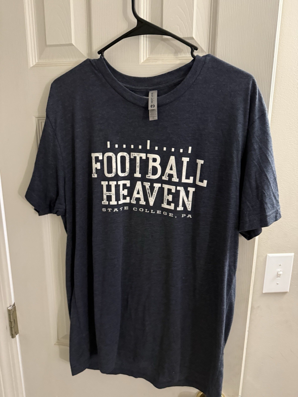 Next Level Apparel Men’s L Gray Short Sleeve Crew Neck Football Heaven Tee