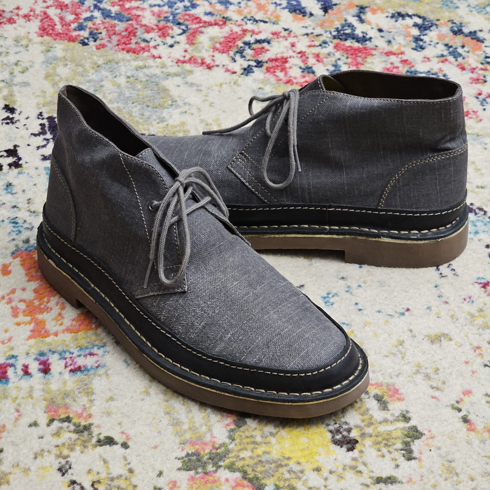 CLARKS Men’s Size 11.5 BUSHACRE RAND Chukka Ankle Boots Gray Lace Up Shoes