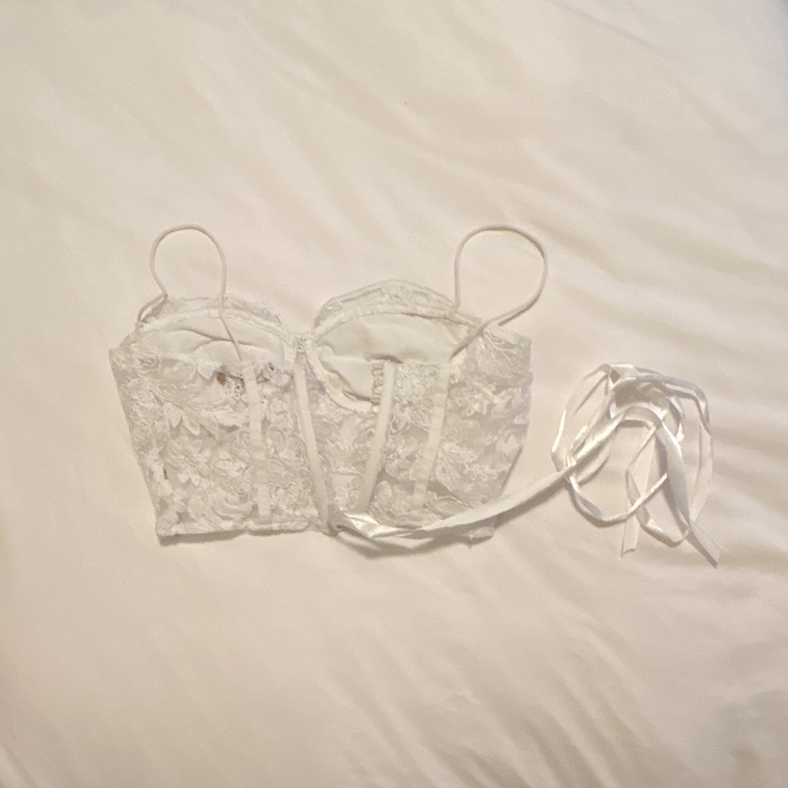 Copper Closet White Floral Lace Bustier Corset Top S B Underwire Boned