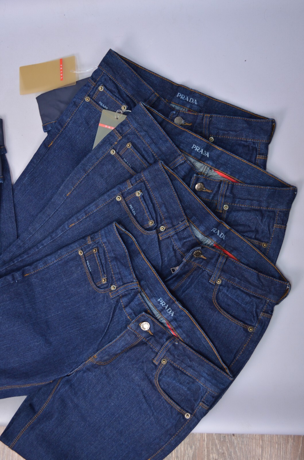PRADA Denim Womens Jeans Logo Red Tab Nylon Details NWT Size IT 40, 42