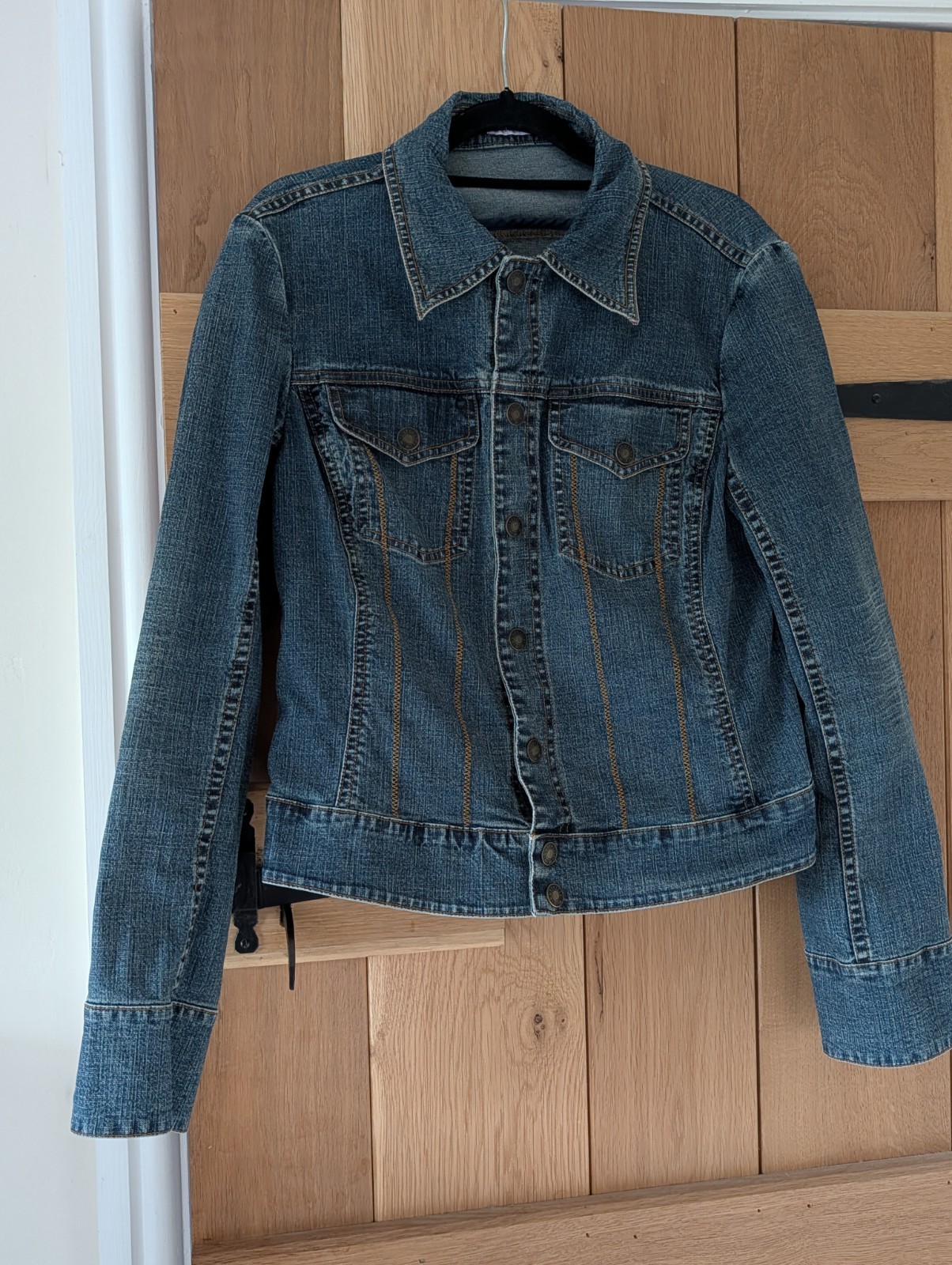 Butterfly by Matthew Williamson Denim Jacket Size 12 Y2K Pink Rhinestone