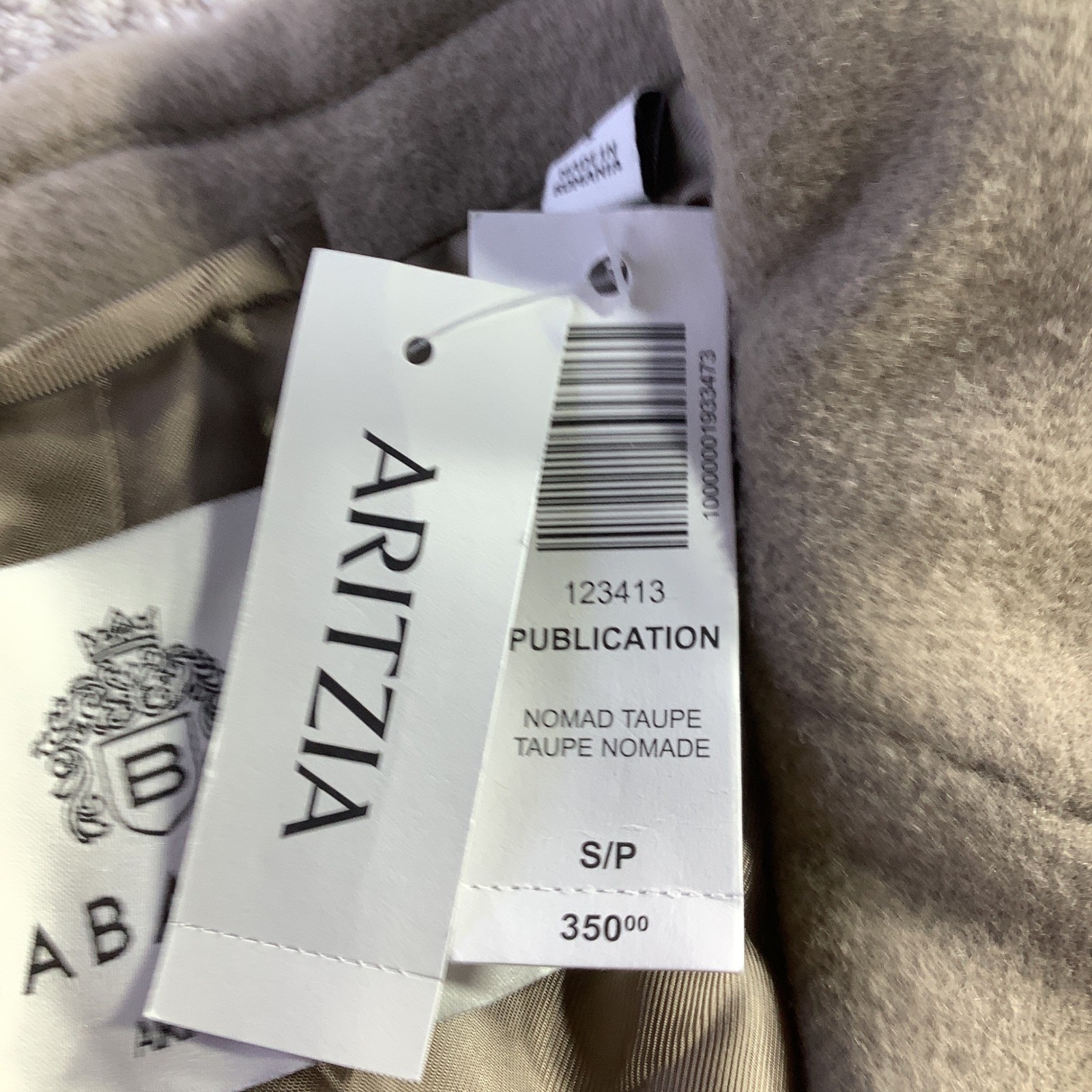 Babaton Aritzia Slouch Coat Nomad Taupe Wool Cashmere Long Coat Size Small NWT