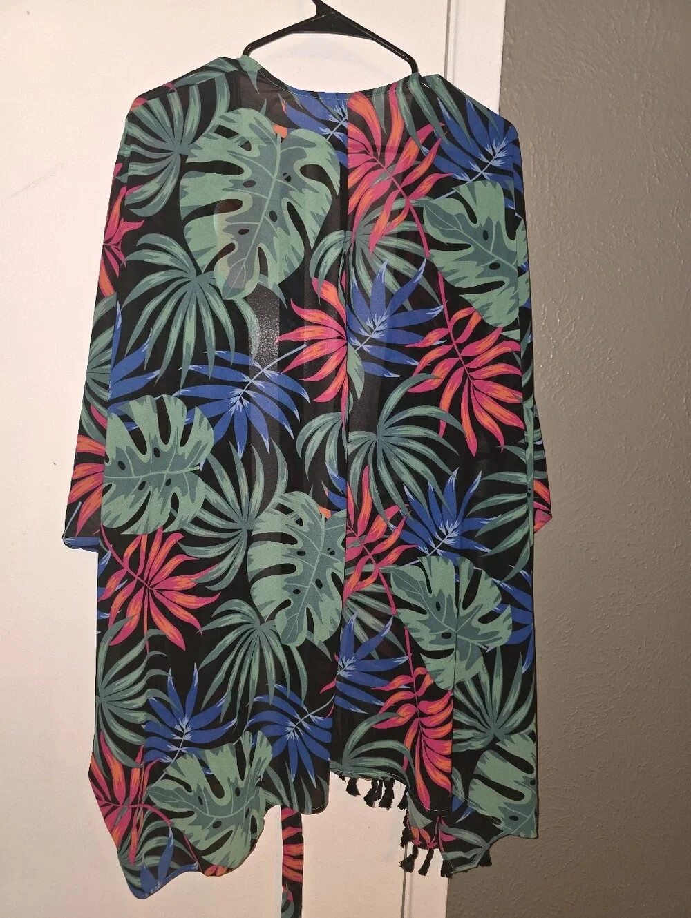 Women’s AS Rose Rich Tropical Leaf Print Swim Cover Black Green Blue Coral Size