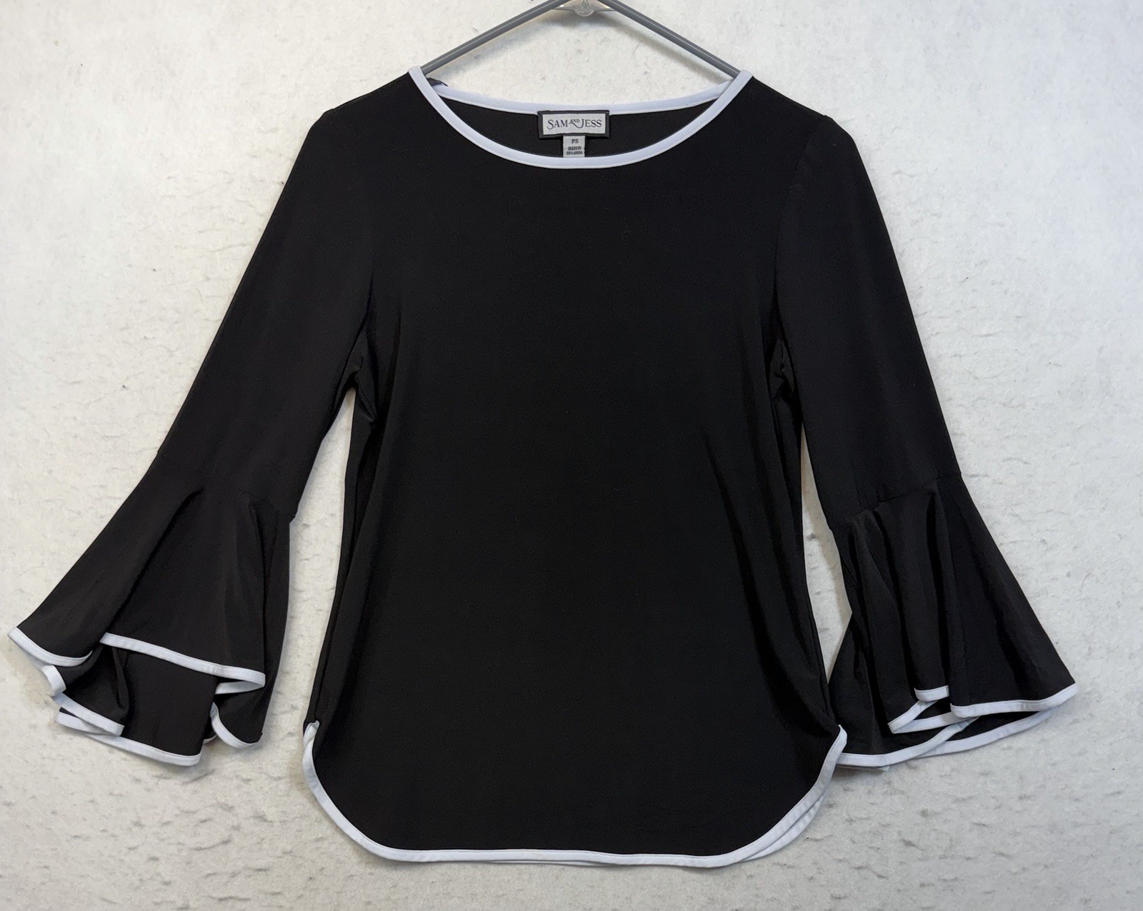 Sam & Jess Womens Black Bell Sleeve Top Size PS