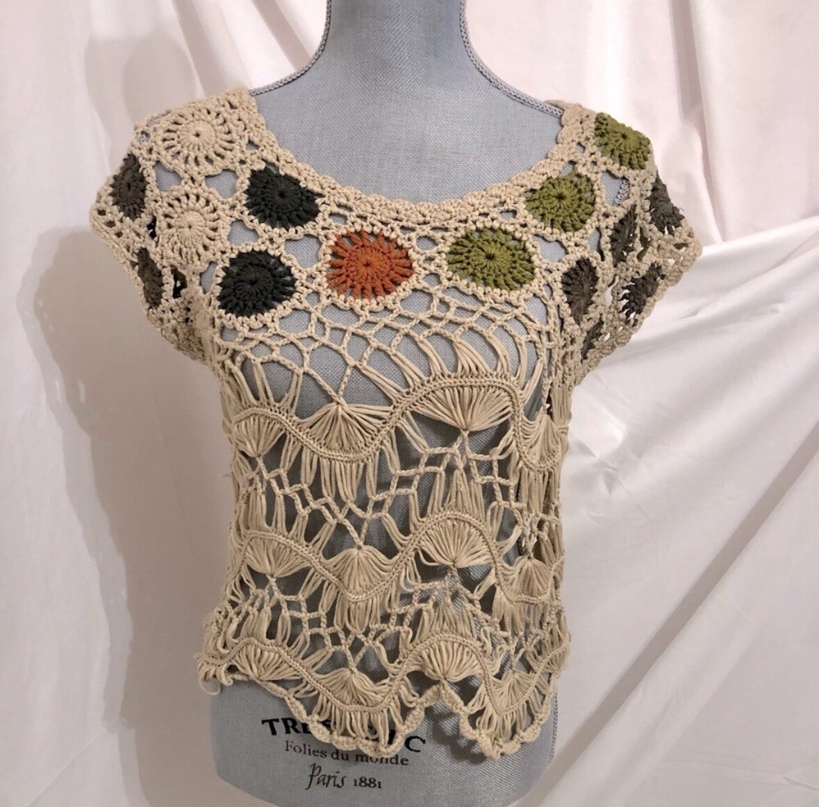 FOREVER 21 Boho Chic Crochet Knit Top SIZE SMALL Music Festival Cottagecore