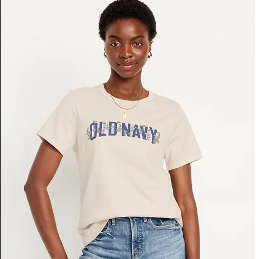 OLD NAVY Women’s EveryWear Logo Graphic T-Shirt Wishbone 4X