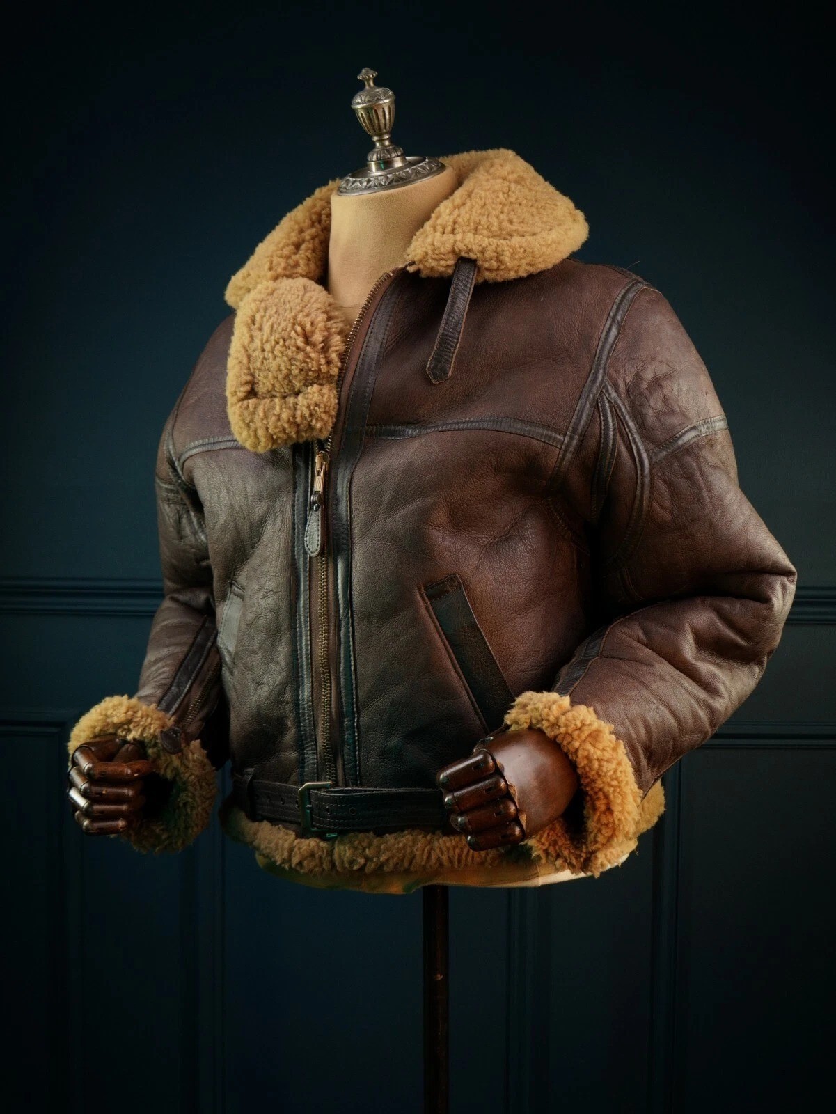 Men’s B-3 Jacket WW2 US Navy RAF Aviator Flying Irvin Fur Shearling Real Leather