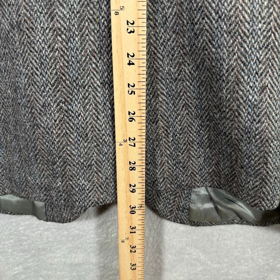 VINTAGE Harris Tweed Men 42R Sport Coat Thick Grey Herringbone Scottish Wool USA
