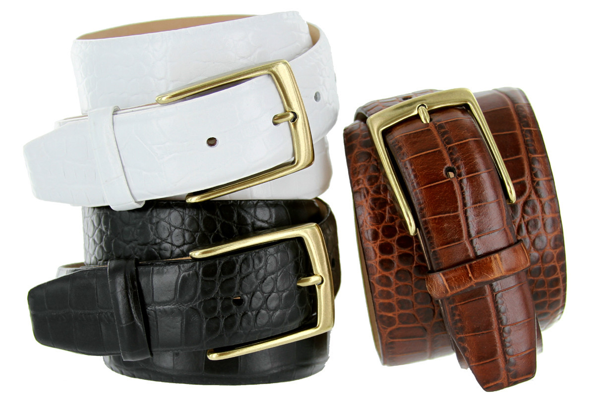 Joseph Gold Genuine Leather Italian Calfskin Designer Dress Belt 1-3/8″ Wide