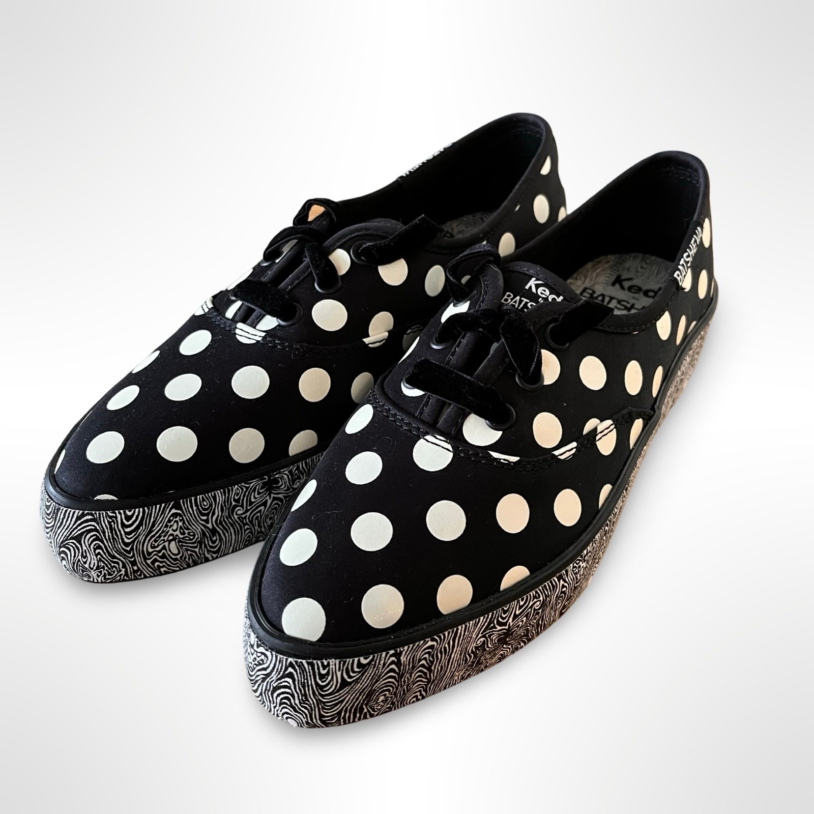 Keds x Batsheva Pointed Toe Polka Dot Platform Sneakers Black White Velvet Laces