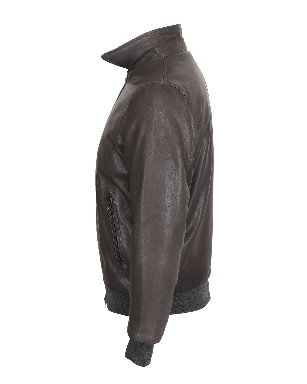 NWT EZZELINO BOMBER JACKET grey lambskin padded pure silk luxury Italy L