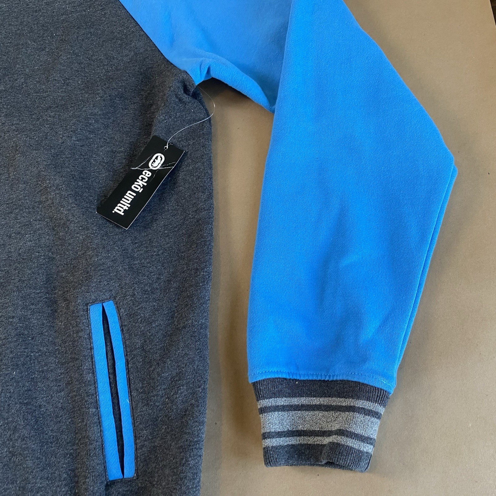 Ecko Unltd XL X-Large Button-Up Sweatshirt Jacket Rhino Logo Men Blue Gray