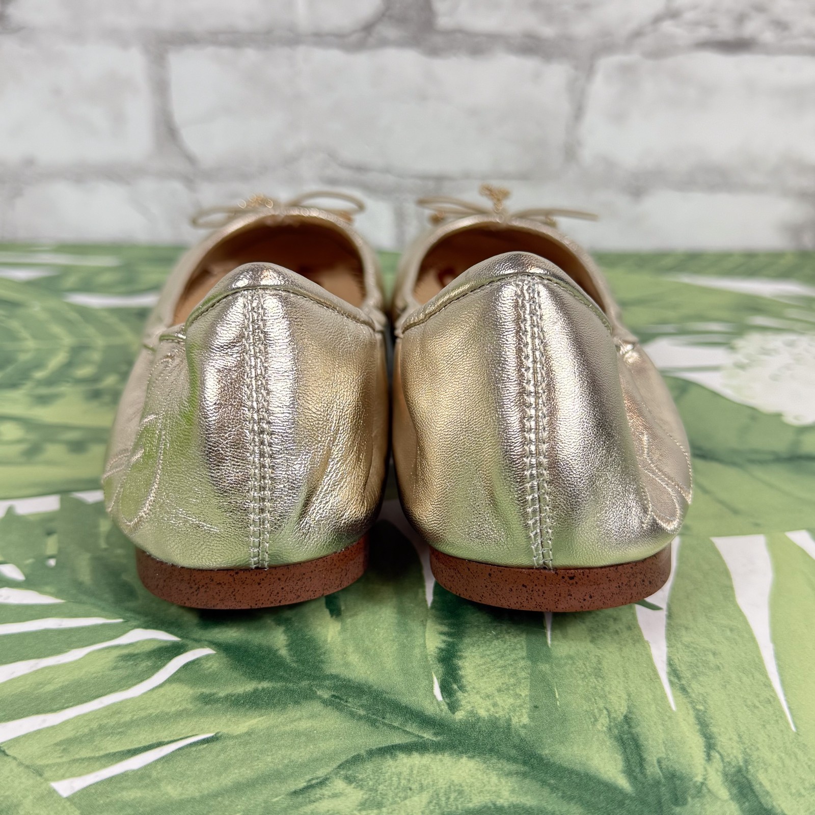 SAM EDELMAN NEW Felicia Jute Metallic Leather Ballet Flat