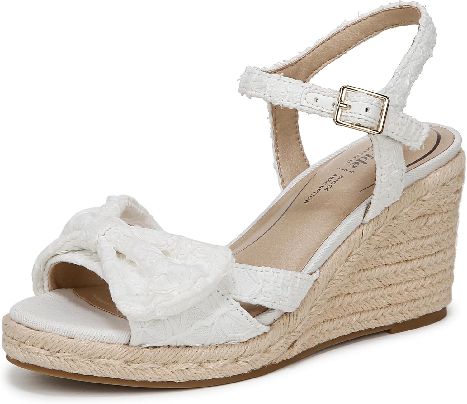 LifeStride Women’s White Fabric Tahlia Wedge Dress Sandals NW/OB 9.5W