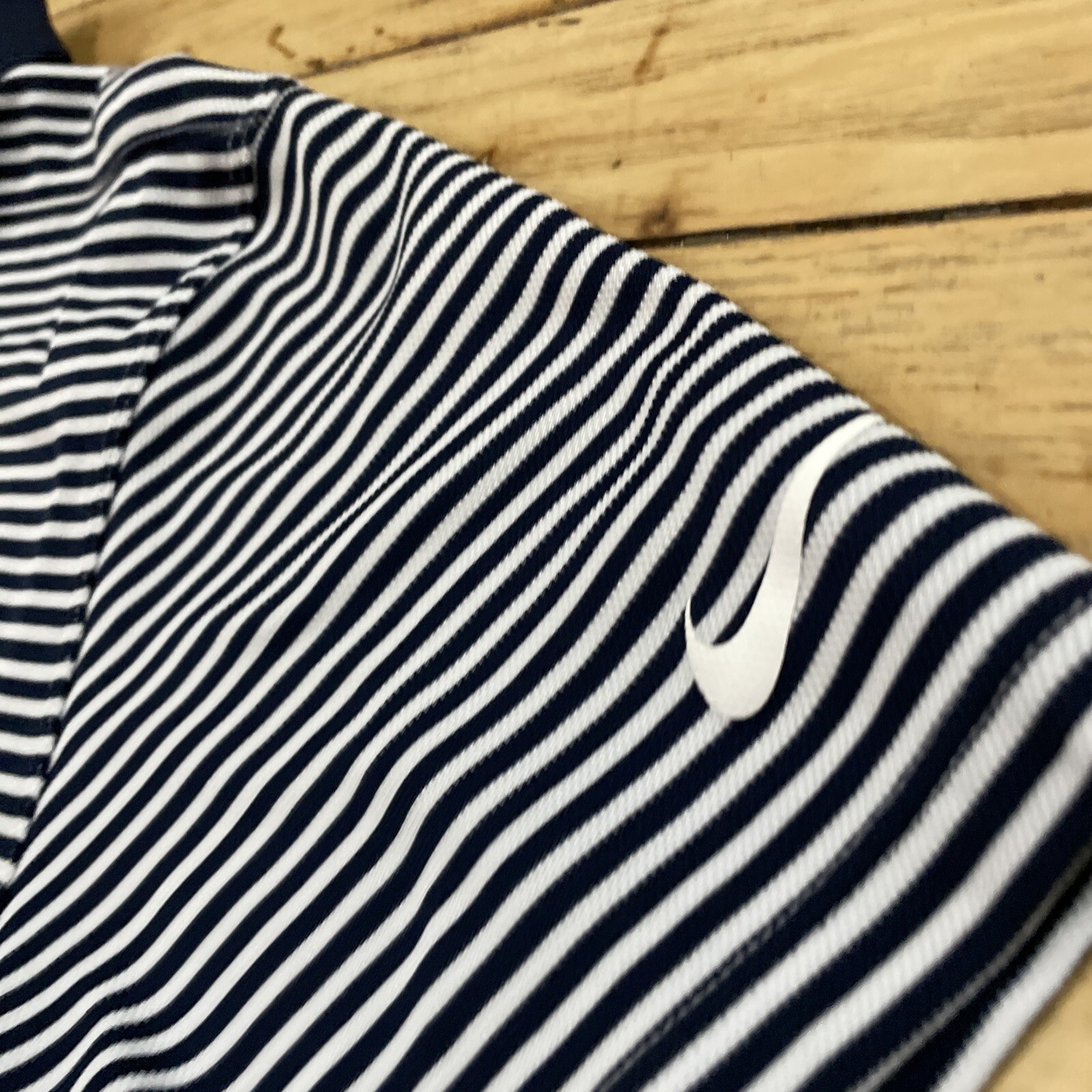 NIKE Dri-Fit Polo Shirt Men XL Blue Striped Preppy Old Money Sports Standard Fit