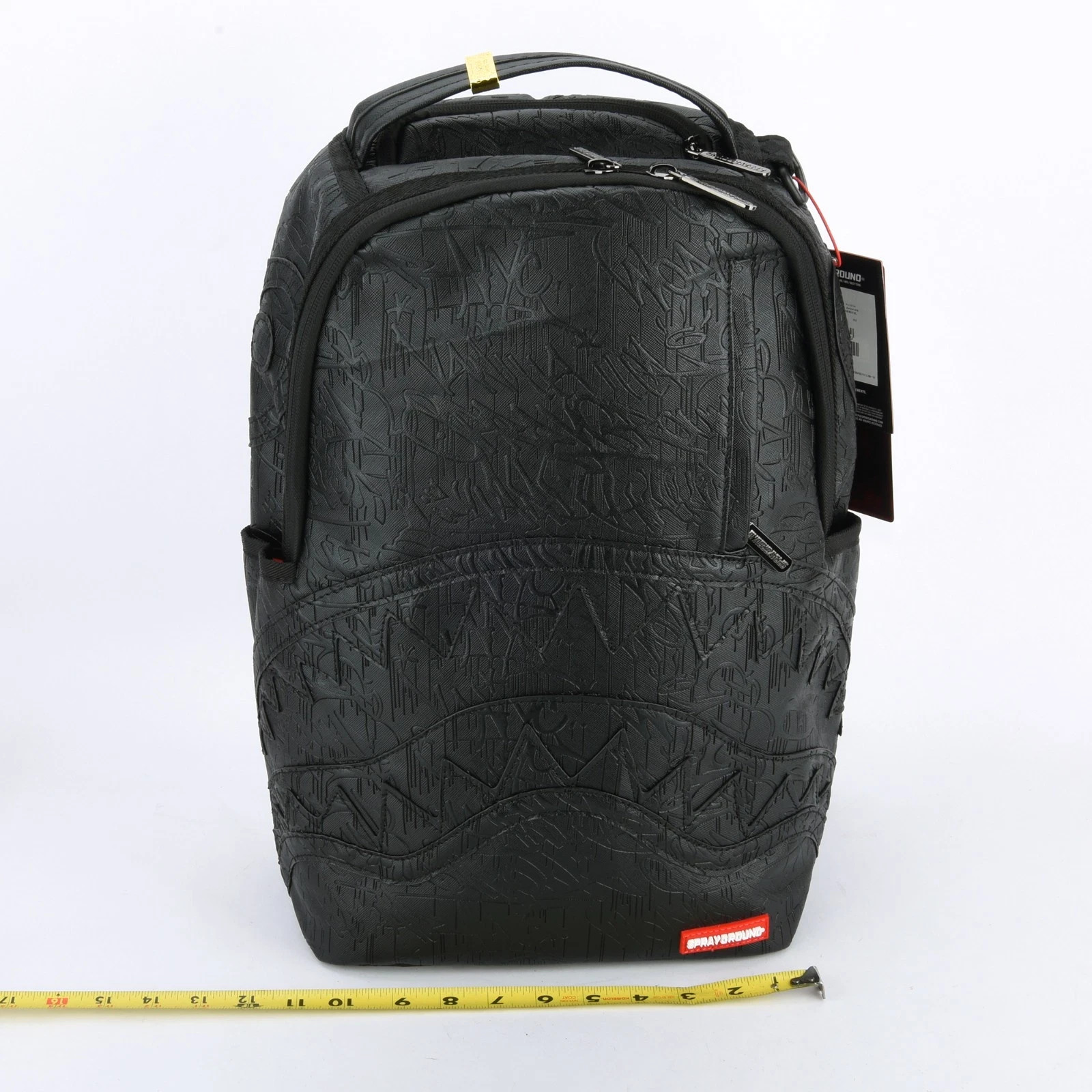 Sprayground Nightflight G800 Black DLXV Leather Shark Zipper Backpack Bag