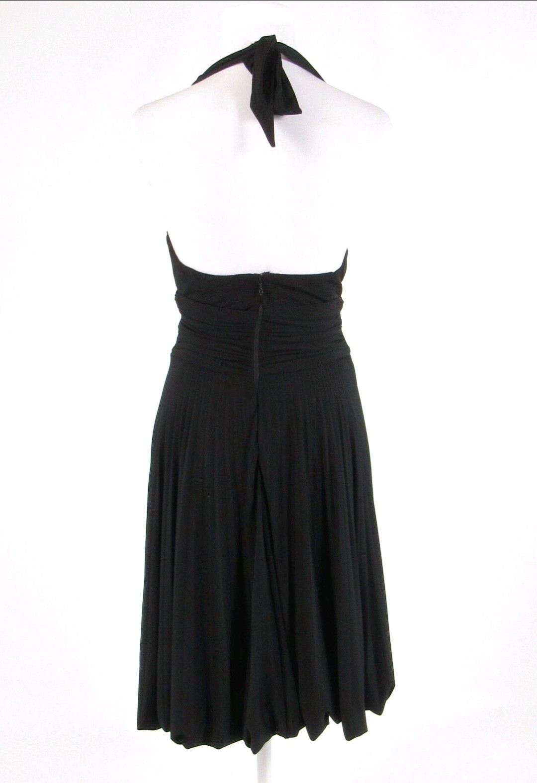 Vintage Y2K Sabora Black Halter Open Back Bodycon Cocktail Dress M